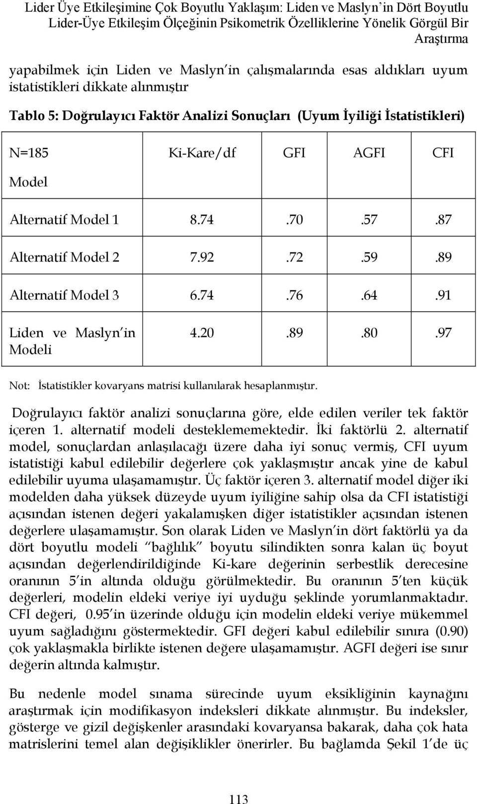 8.74.70.57.87 Alternatif Model 2 7.92.72.59.89 Alternatif Model 3 6.74.76.64.91 Liden ve Maslyn in Modeli 4.20.89.80.97 Not: İstatistikler kovaryans matrisi kullanılarak hesaplanmıştır.