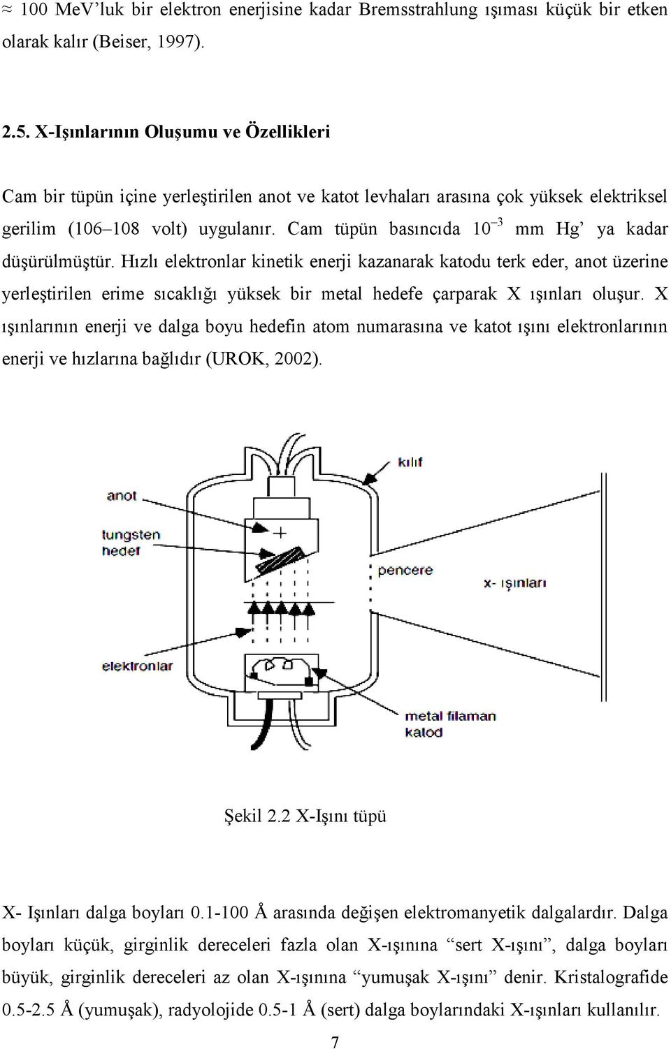 Cam tüpün basıncıda 10 3 mm Hg ya kadar düşürülmüştür.