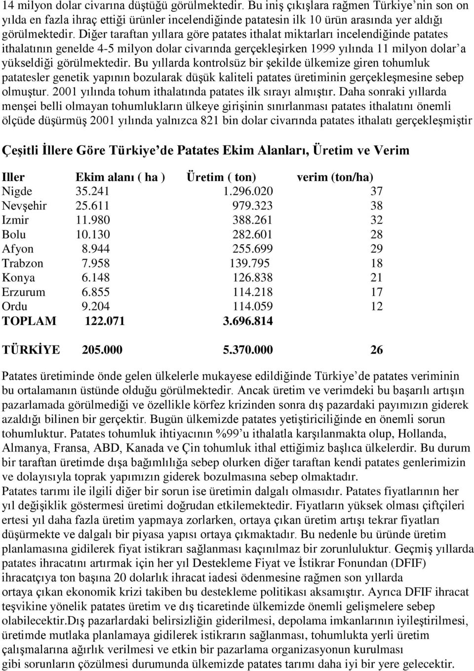 Bu yıllarda kontrolsüz bir şekilde ülkemize giren tohumluk patatesler genetik yapının bozularak düşük kaliteli patates üretiminin gerçekleşmesine sebep olmuştur.