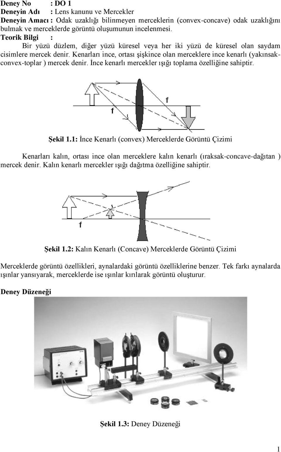 Kenarları ince, ortası şişkince olan merceklere ince kenarlı (yakınsakconvex-toplar ) mercek denir. İnce kenarlı mercekler ışığı toplama özelliğine sahiptir. Şekil 1.