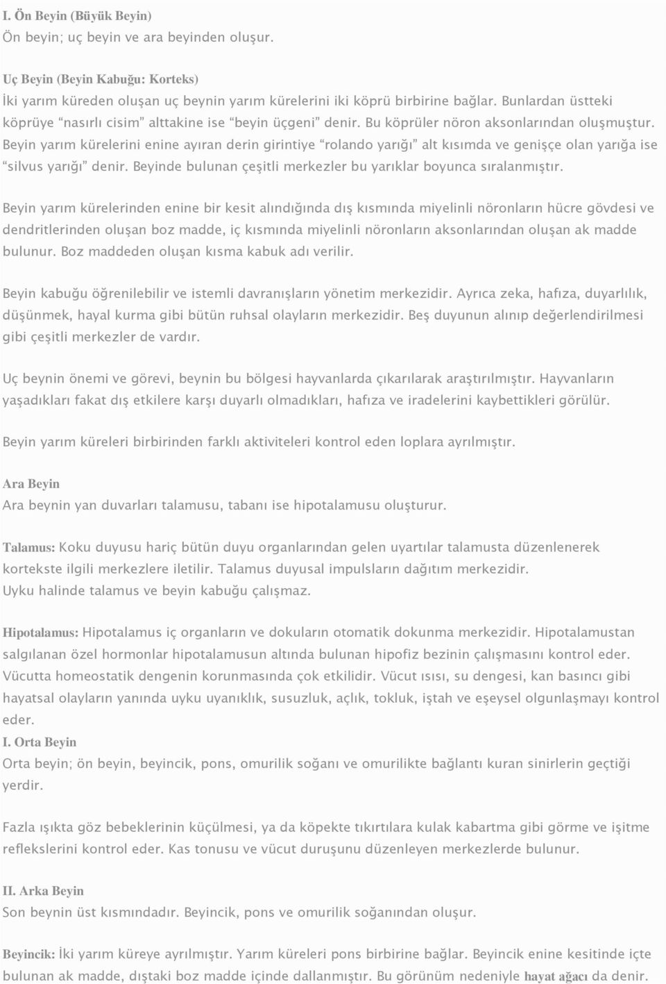 Beyin yarım kürelerini enine ayıran derin girintiye rolando yarığı alt kısımda ve genişçe olan yarığa ise silvus yarığı denir. Beyinde bulunan çeşitli merkezler bu yarıklar boyunca sıralanmıştır.