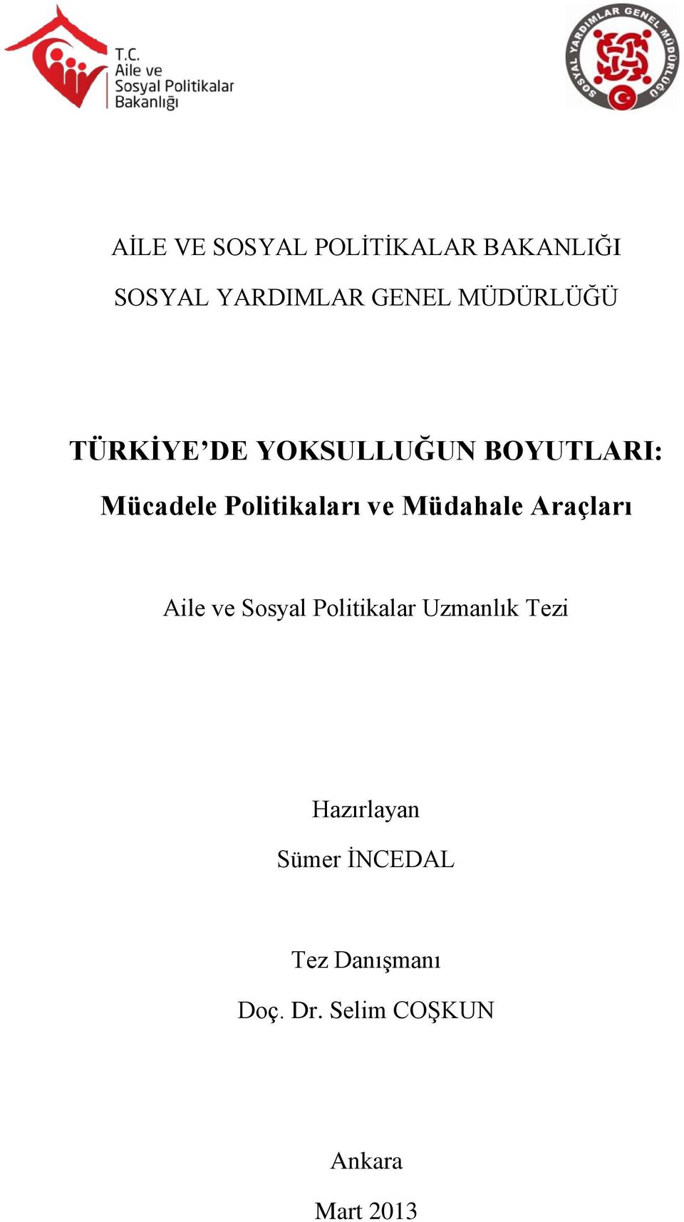 ve Müdahale Araçları Aile ve Sosyal Politikalar Uzmanlık Tezi