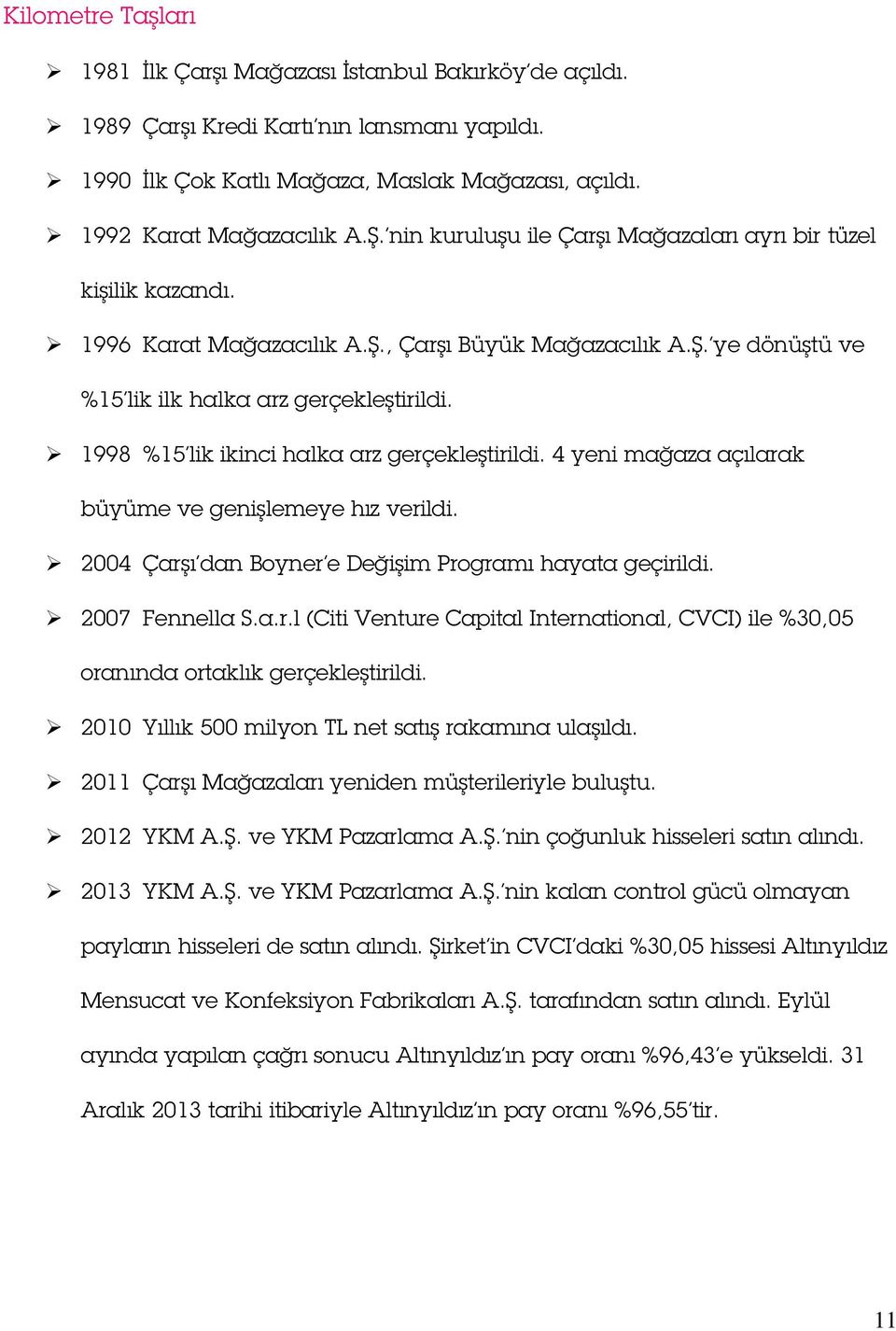 1998 %15 lik ikinci halka arz gerçekleştirildi. 4 yeni mağaza açılarak büyüme ve genişlemeye hız verildi. 2004 Çarşı dan Boyner e Değişim Programı hayata geçirildi. 2007 Fennella S.a.r.l (Citi Venture Capital International, CVCI) ile %30,05 oranında ortaklık gerçekleştirildi.