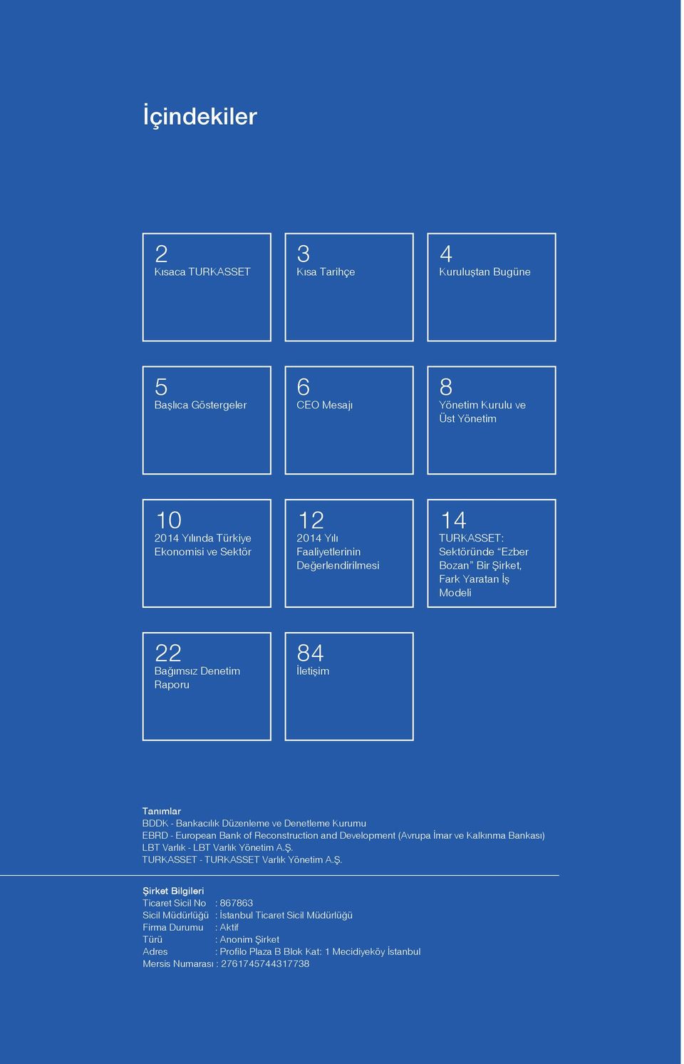 Kurumu EBRD - European Bank of Reconstruction and Development (Avrupa İmar ve Kalkınma Bankası) LBT Varlık - LBT Varlık Yönetim A.Ş.