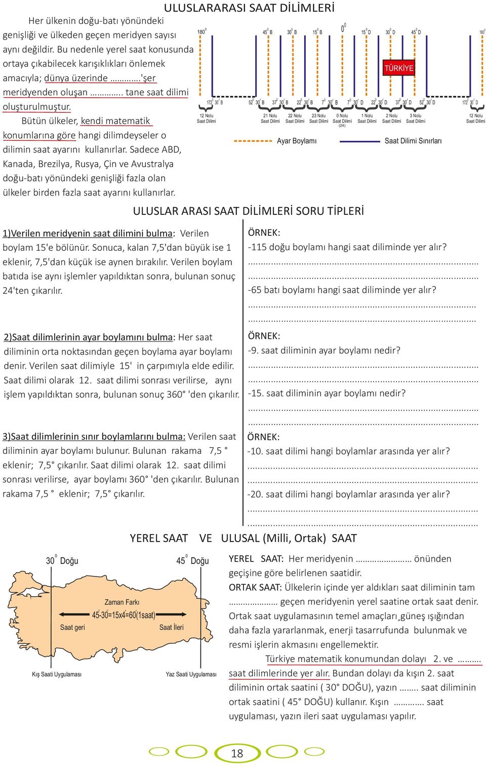 Bütün ülkeler, kendi matematik konumlarna göre hangi dilimdeyseler o dilimin saat ayarn kullanrlar.