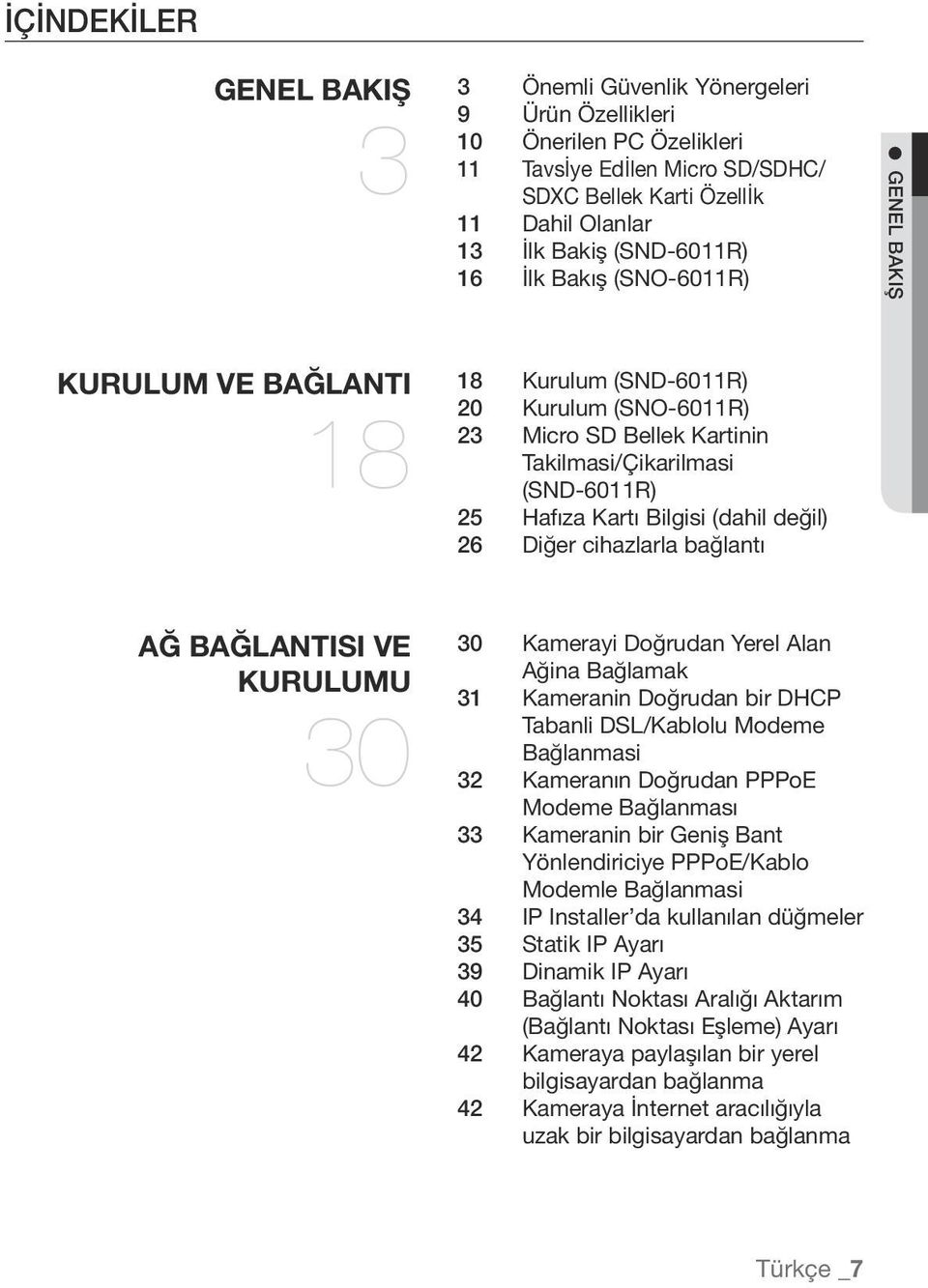 Bilgisi (dahil değil) 26 Diğer cihazlarla bağlantı ağ bağlantısı ve kurulumu 30 30 Kamerayi Doğrudan Yerel Alan Ağina Bağlamak 31 Kameranin Doğrudan bir DHCP Tabanli DSL/Kablolu Modeme Bağlanmasi 32