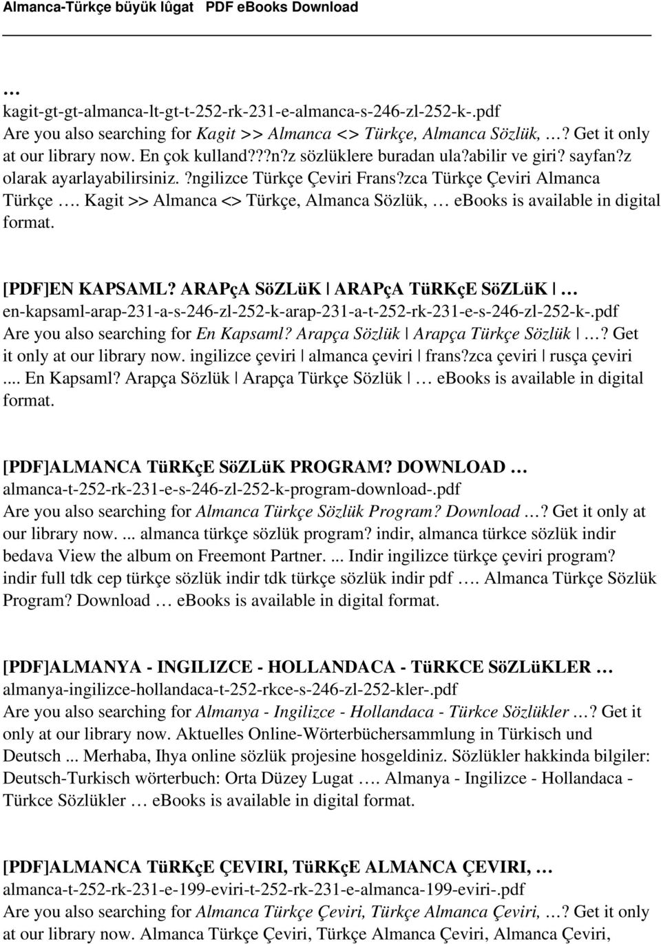 [PDF]EN KAPSAML? ARAPçA SöZLüK ARAPçA TüRKçE SöZLüK en-kapsaml-arap-231-a-s-246-zl-252-k-arap-231-a-t-252-rk-231-e-s-246-zl-252-k-.pdf Are you also searching for En Kapsaml?