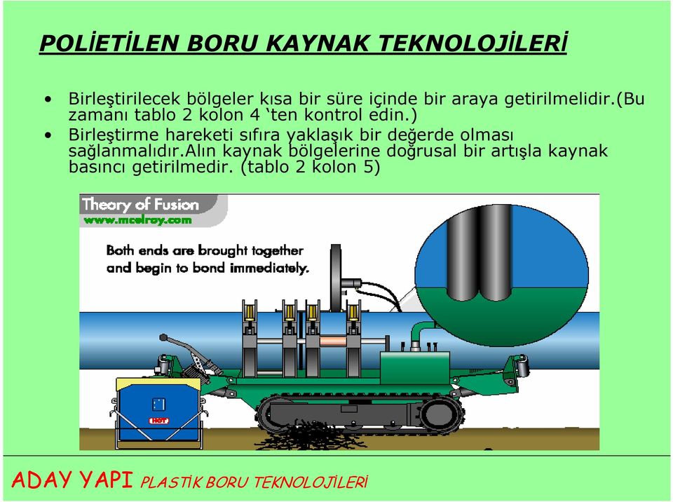 ) Birleştirme hareketi sıfıra yaklaşık bir değerde olması