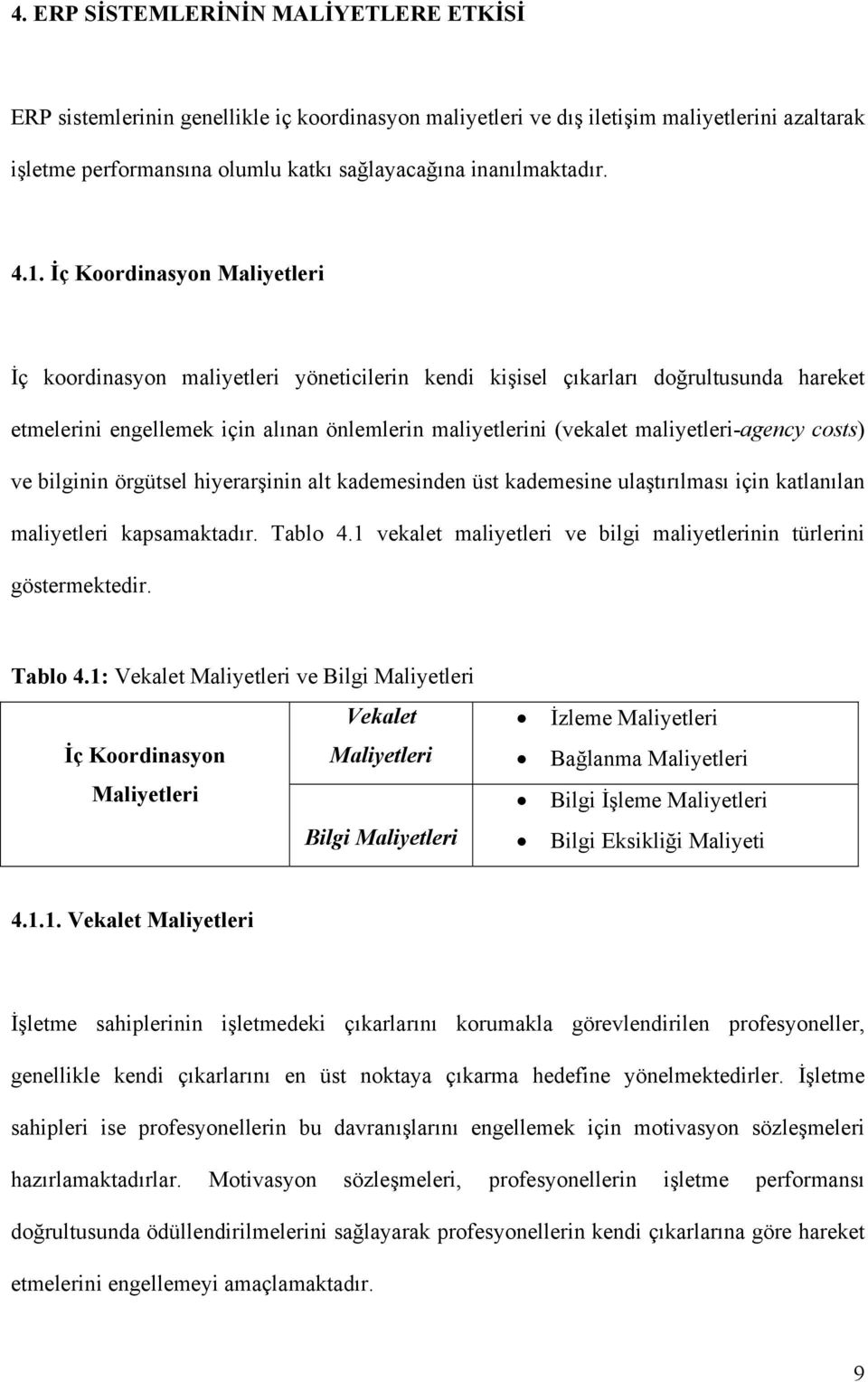 İç Koordinasyon Maliyetleri İç koordinasyon maliyetleri yöneticilerin kendi kişisel çıkarları doğrultusunda hareket etmelerini engellemek için alınan önlemlerin maliyetlerini (vekalet