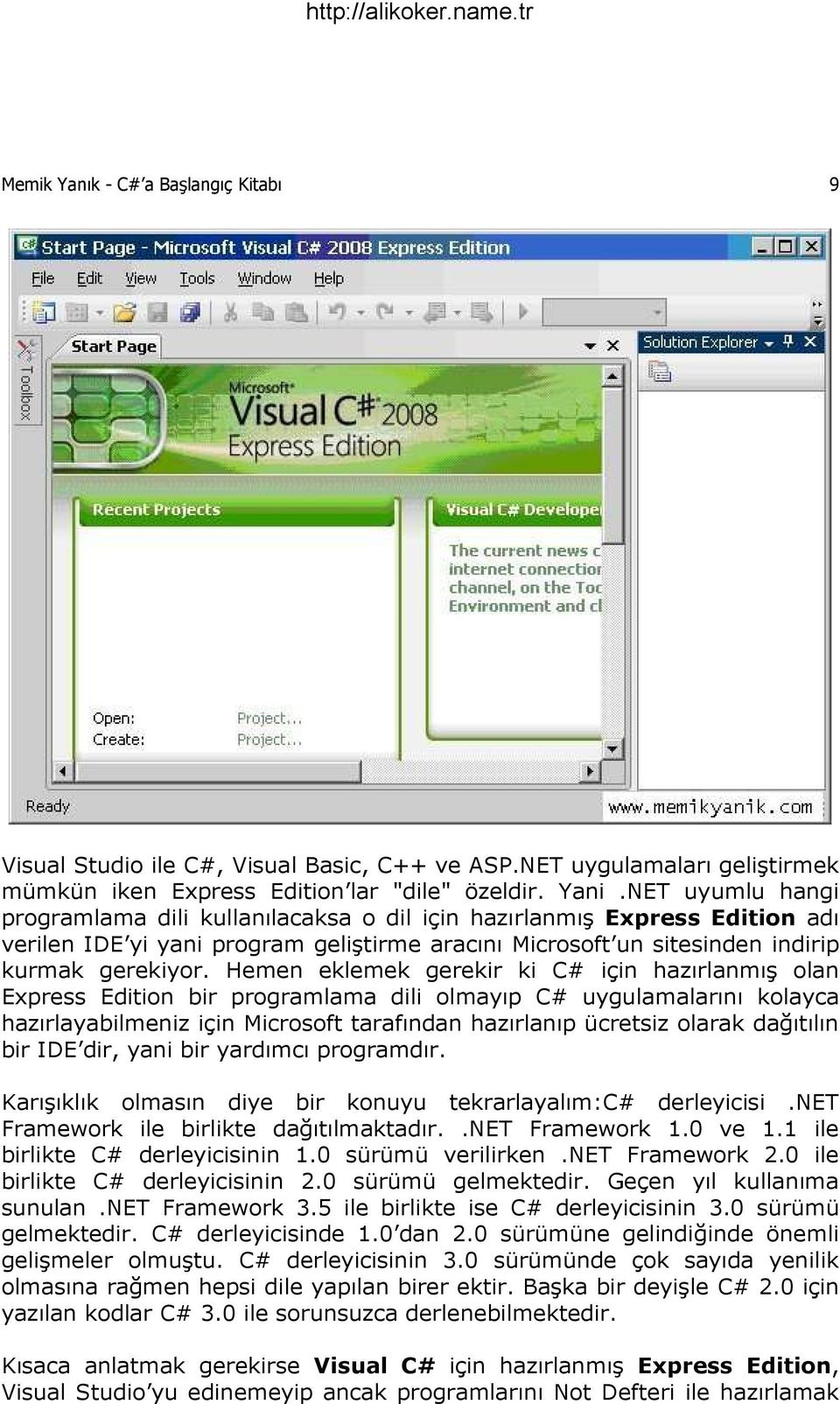 Hemen eklemek gerekir ki C# için hazırlanmış olan Express Edition bir programlama dili olmayıp C# uygulamalarını kolayca hazırlayabilmeniz için Microsoft tarafından hazırlanıp ücretsiz olarak