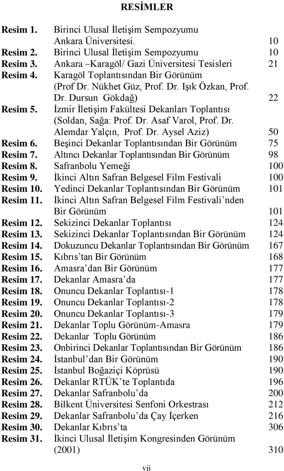 Dr. Alemdar Yalçın, Prof. Dr. Aysel Aziz) 50 Resim 6. Beşinci Dekanlar Toplantısından Bir Görünüm 75 Resim 7. Altıncı Dekanlar Toplantısından Bir Görünüm 98 Resim 8. Safranbolu Yemeği 100 Resim 9.