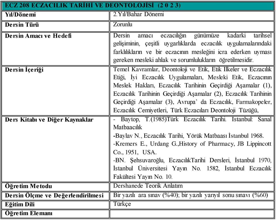 gereken mesleki ahlak ve sorumlulukların öğretilmesidir.