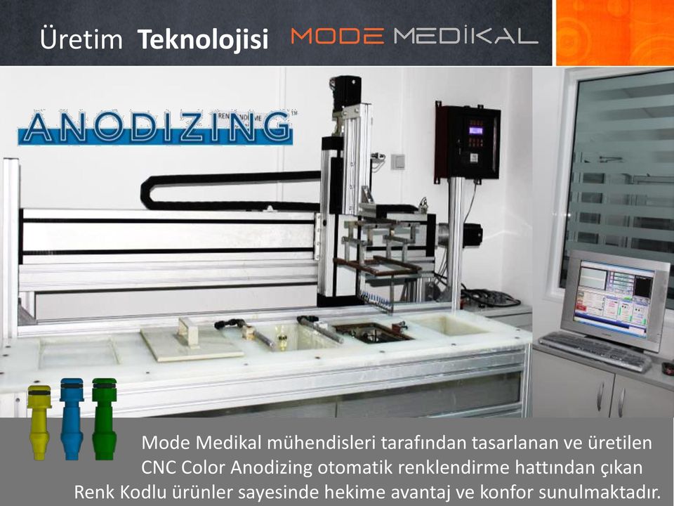 Anodizing otomatik renklendirme hattından çıkan