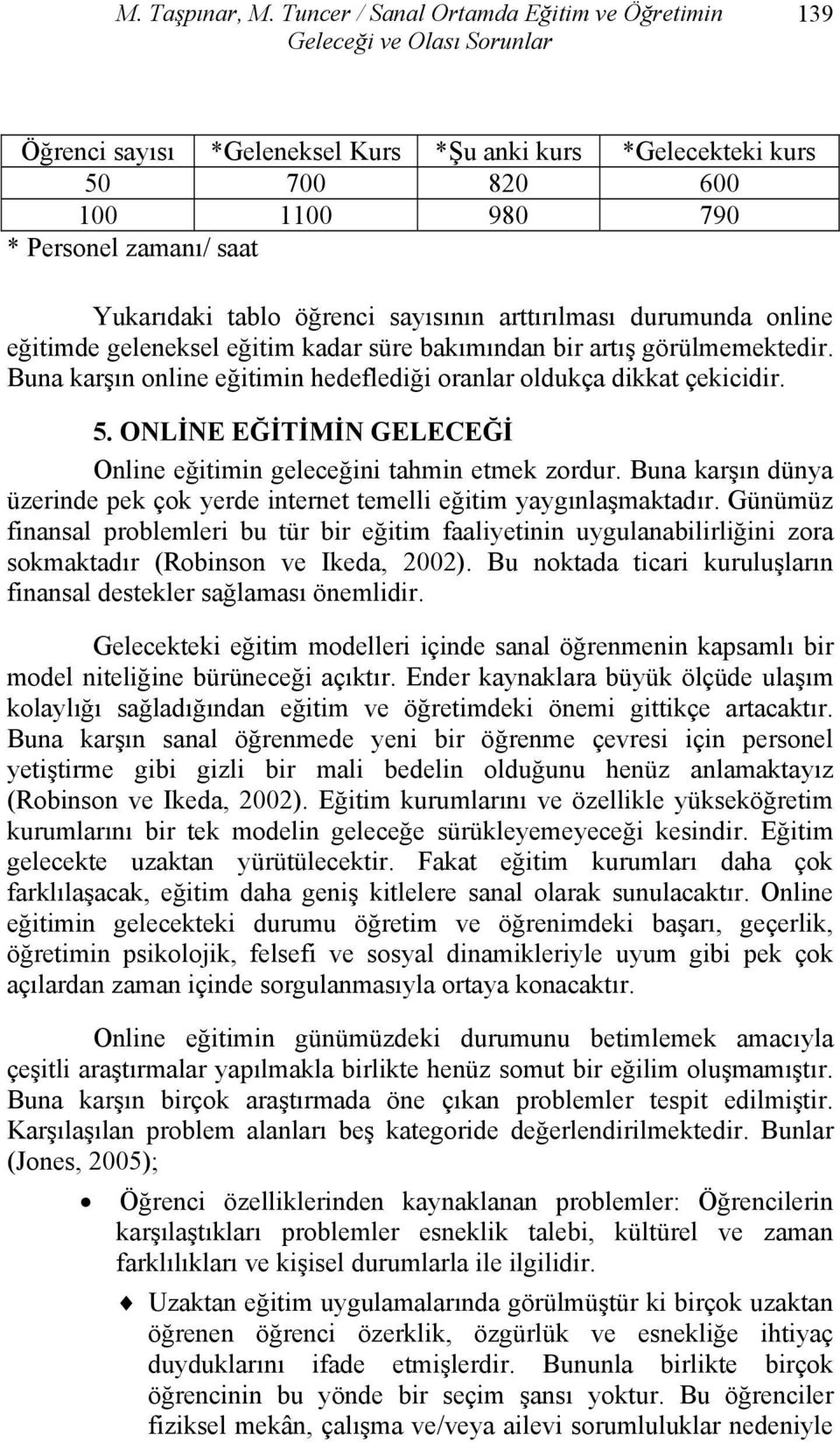 Yukarıdaki tablo öğrenci sayısının arttırılması durumunda online eğitimde geleneksel eğitim kadar süre bakımından bir artış görülmemektedir.