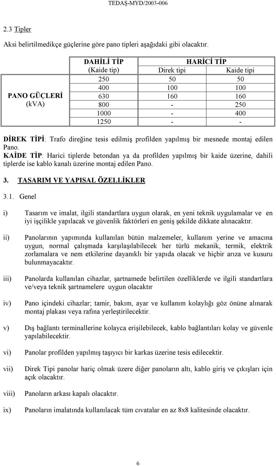 mesnede montaj edilen Pano. KAİDE TİP: Harici tiplerde betondan ya da profilden yapılmış bir kaide üzerine, dahili tiplerde ise kablo kanalı üzerine montaj edilen Pano. 3.