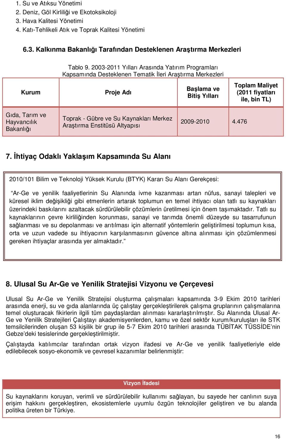 Tarım ve Hayvancılık Bakanlığı Toprak - Gübre ve Su Kaynakları Merkez Araştırma Enstitüsü Altyapısı 2009-2010 4.476 7.