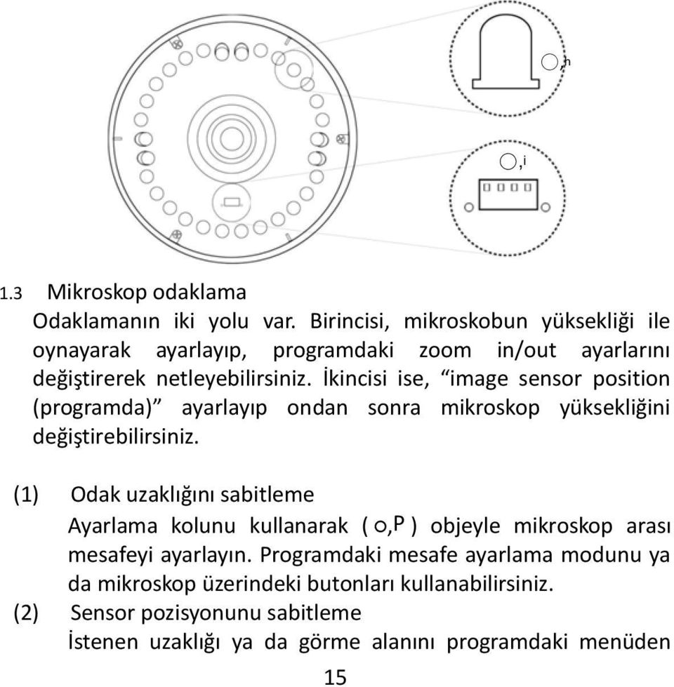 İkincisi ise, image sensor position (programda) ayarlayıp ondan sonra mikroskop yüksekliğini değiştirebilirsiniz.