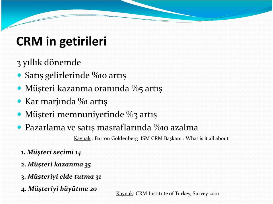 Müşteri seçimi 14 2. Müşteri kazanma 35 3.