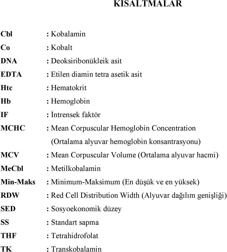 hemoglobin konsantrasyonu) : Mean Corpuscular Volume (Ortalama alyuvar hacmi) : Metilkobalamin : Minimum-Maksimum (En düşük ve en