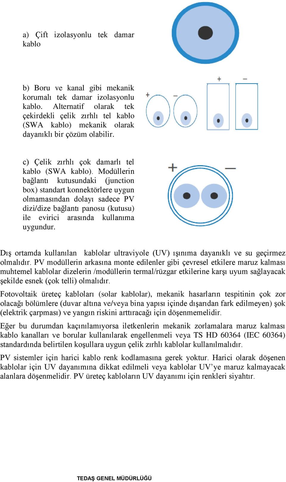 Modüllerin bağlantı kutusundaki (junction box) standart konnektörlere uygun olmamasından dolayı sadece PV dizi/dize bağlantı panosu (kutusu) ile evirici arasında kullanıma uygundur.