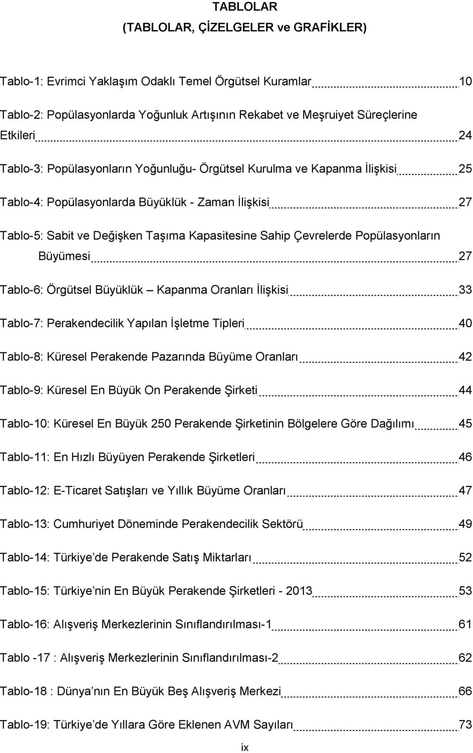 Popülasyonların Büyümesi 27 Tablo-6: Örgütsel Büyüklük Kapanma Oranları İlişkisi 33 Tablo-7: Perakendecilik Yapılan İşletme Tipleri 40 Tablo-8: Küresel Perakende Pazarında Büyüme Oranları 42 Tablo-9: