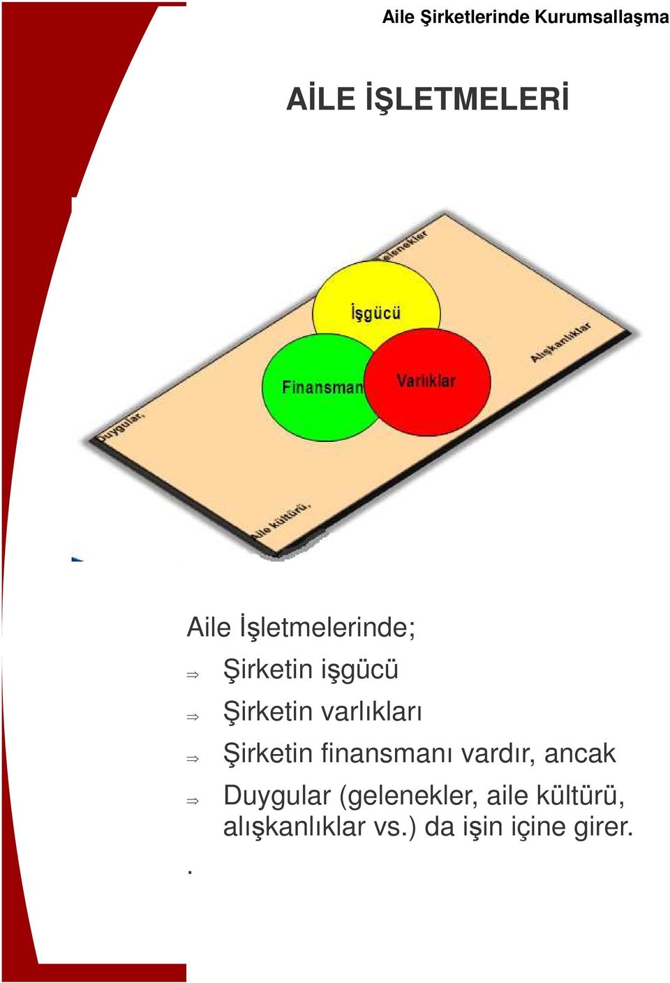 Şirketin işgücü Şirketin varlıkları Şirketin