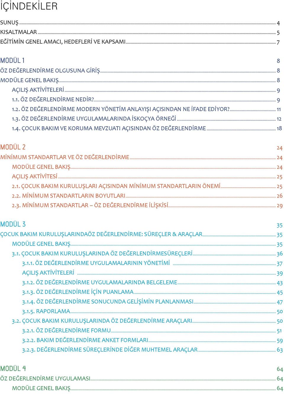 ÇOCUK BAKIM VE KORUMA MEVZUATI AÇISINDAN ÖZ DEĞERLENDİRME MODÜL 2 MİNİMUM STANDARTLAR VE ÖZ DEĞERLENDİRME MODÜLE GENEL BAKIŞ AÇILIŞ AKTİVİTESİ 2.1.