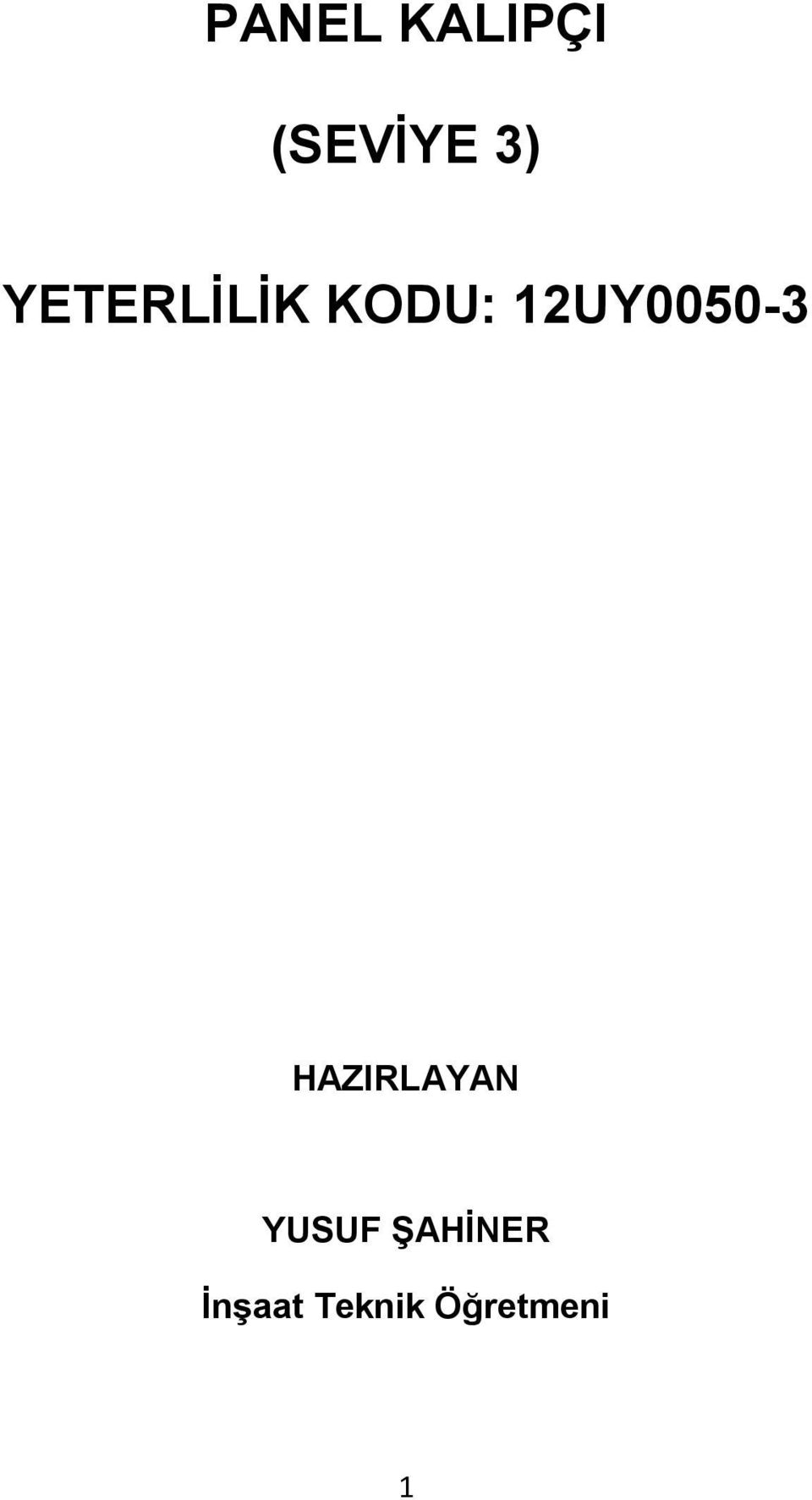 12UY0050-3 HAZIRLAYAN