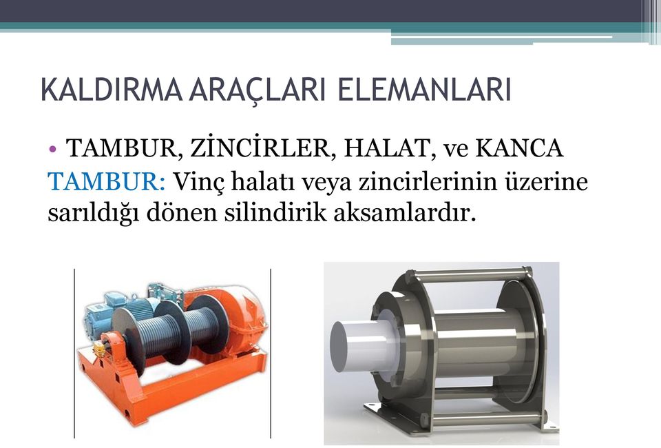 Vinç halatı veya zincirlerinin