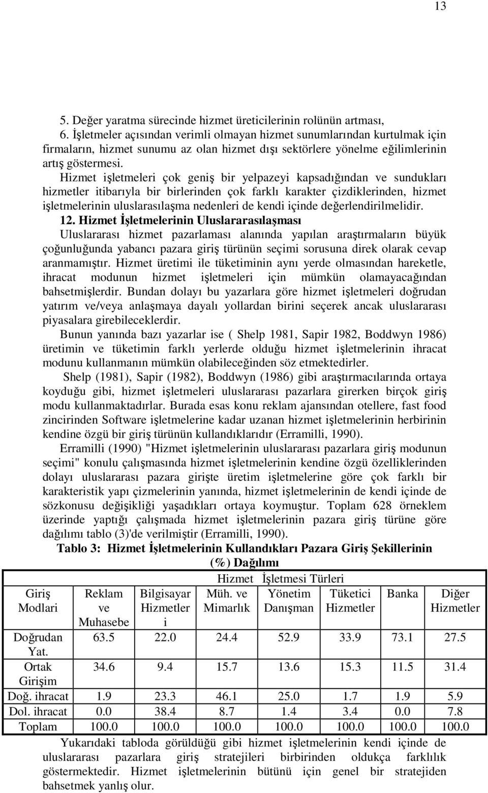 Hizmet işletmeleri çok geniş bir yelpazeyi kapsadığından ve sundukları hizmetler itibarıyla bir birlerinden çok farklı karakter çizdiklerinden, hizmet işletmelerinin uluslarasılaşma nedenleri de