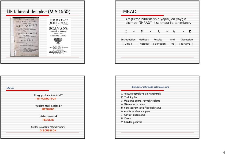 Hangi prblem incelendi? INTRODUCTION Prblem nasıl incelendi? METHODS Neler bulundu? RESULTS 1. Knuyu seçmek ve sınırlandırmak 2. Taslak plân 3.