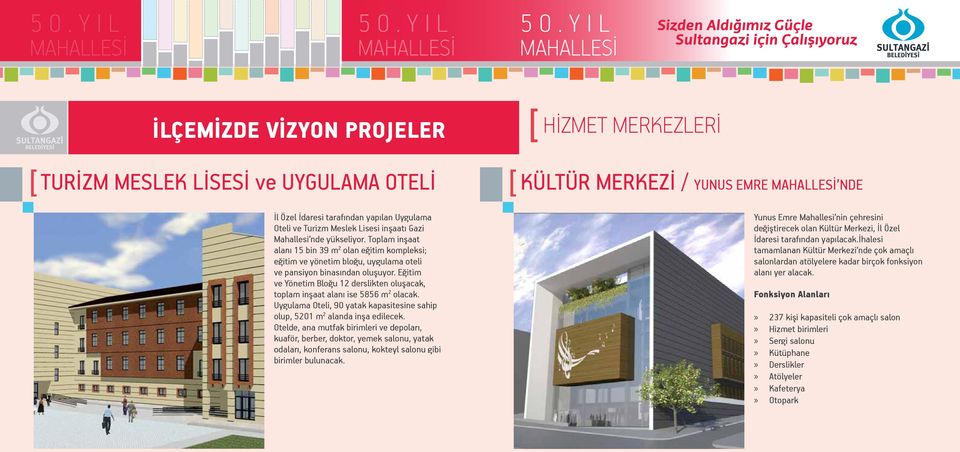 Eğitim ve Yönetim Bloğu 12 derslikten oluşacak, toplam inşaat alanı ise 5856 m 2 olacak. Uygulama Oteli, 90 yatak kapasitesine sahip olup, 5201 m 2 alanda inşa edilecek.