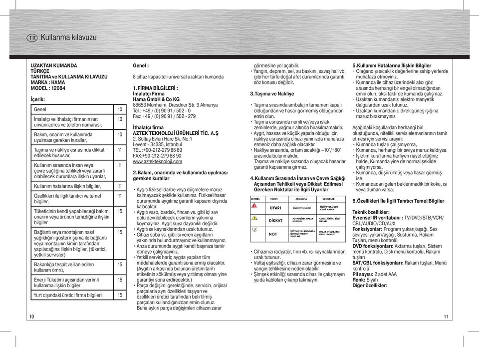durumlara ilişkin uyarılar, Kullanım hatalarına ilişkin bilgiler, 11 Özellikleri ile ilgili tanıtıcı ve temel 11 bilgiler, Tüketicinin kendi yapabileceği bakım, 15 onarım veya ürünün temizliğine