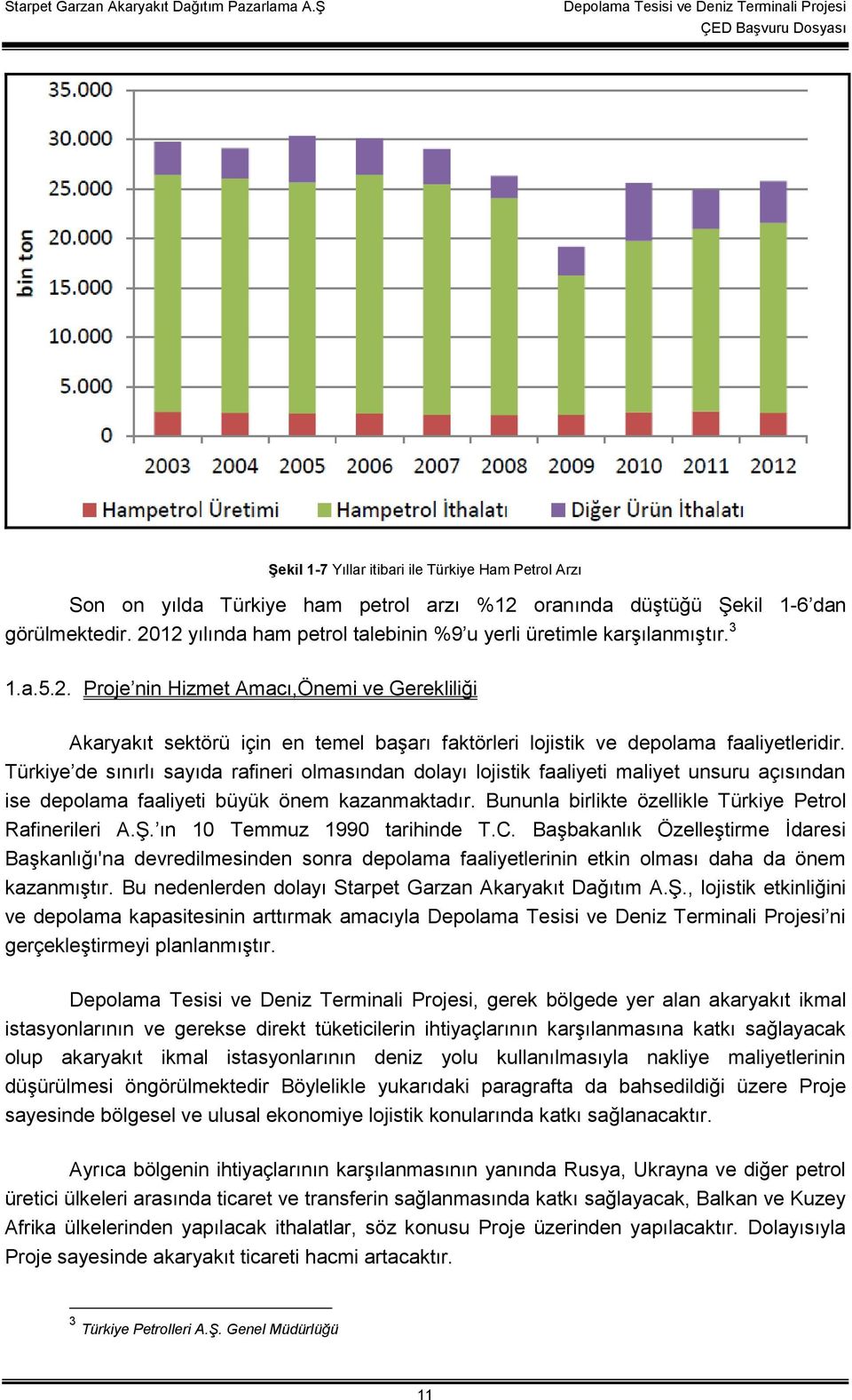 Türkiye de sınırlı sayıda rafineri olmasından dolayı lojistik faaliyeti maliyet unsuru açısından ise depolama faaliyeti büyük önem kazanmaktadır.