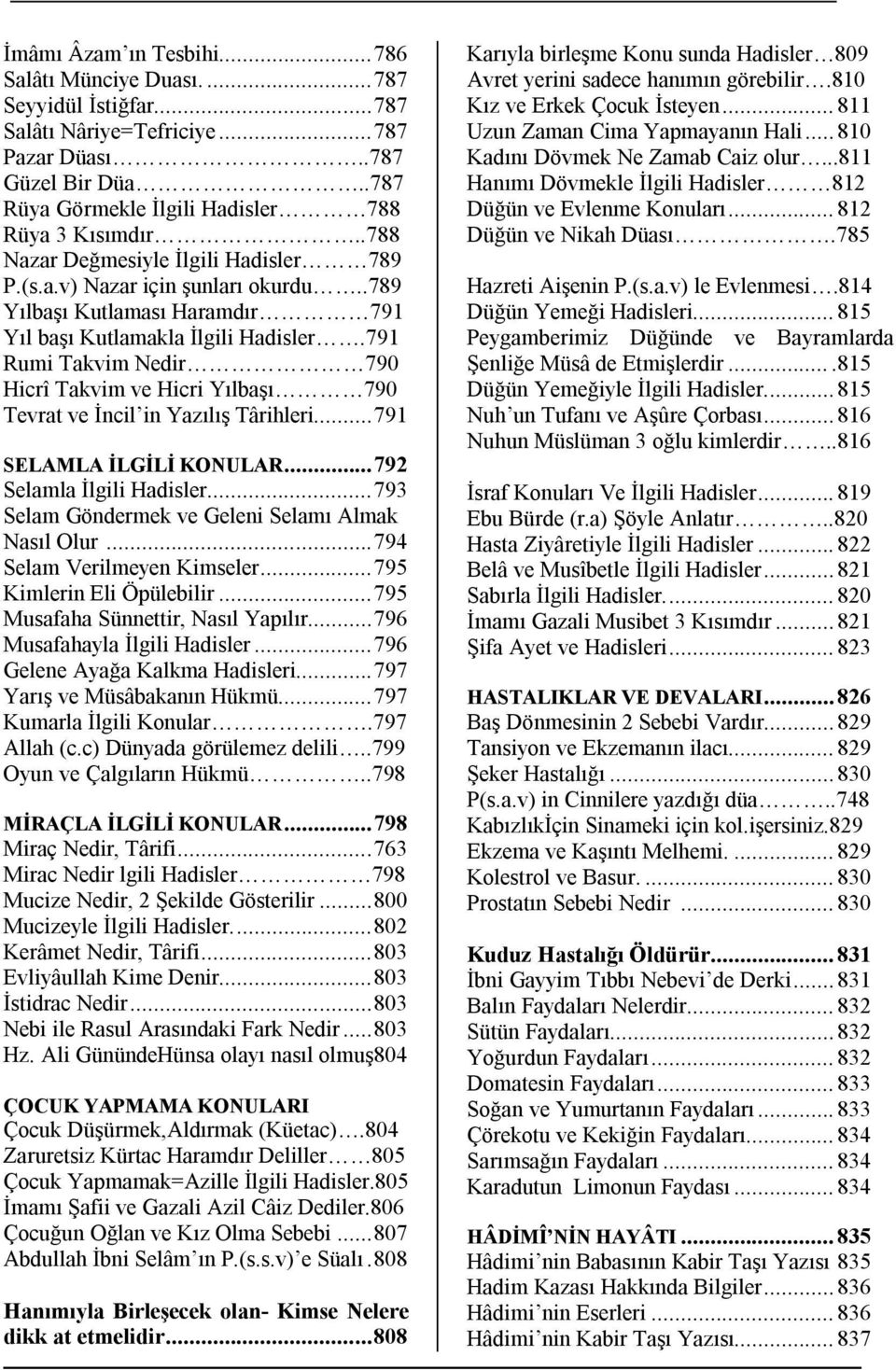 791 Rumi Takvim Nedir 790 Hicrî Takvim ve Hicri Yılbaşı 790 Tevrat ve İncil in Yazılış Târihleri... 791 SELAMLA İLGİLİ KONULAR... 792 Selamla İlgili Hadisler.