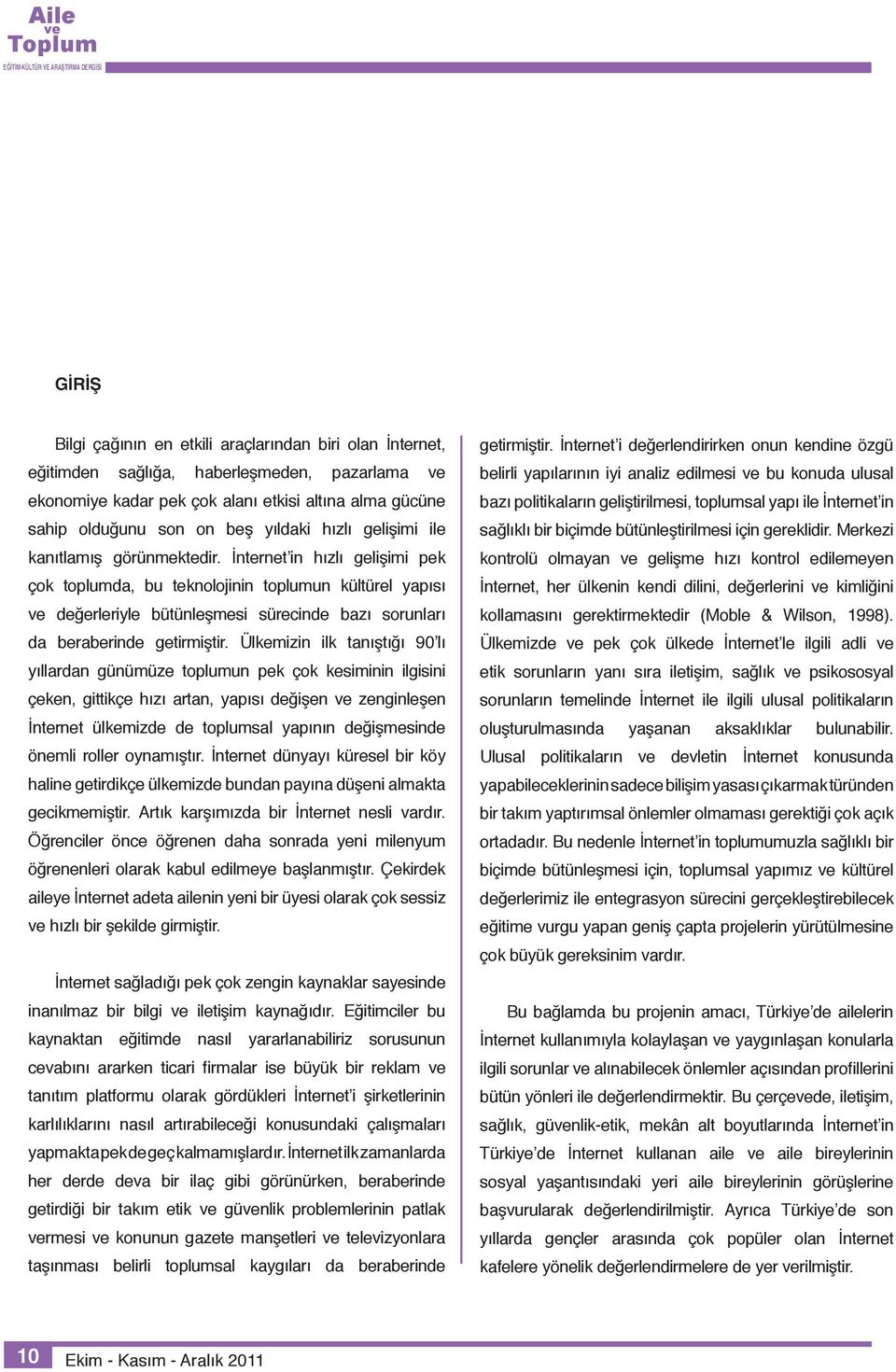 İnternet in hızlı gelişimi pek çok toplumda, bu teknolojinin toplumun kültürel yapısı değerleriyle bütünleşmesi sürecinde bazı sorunları da beraberinde getirmiştir.