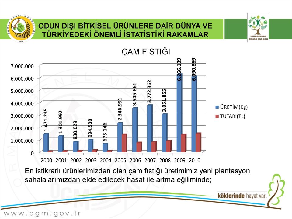 000.000 3.000.000 5 2.000.000 4 1.000.000 0 2 ÇAM FISTIĞI 2000 2001 2002 2003 2004 2005 2006 2007 2008 2009 2010