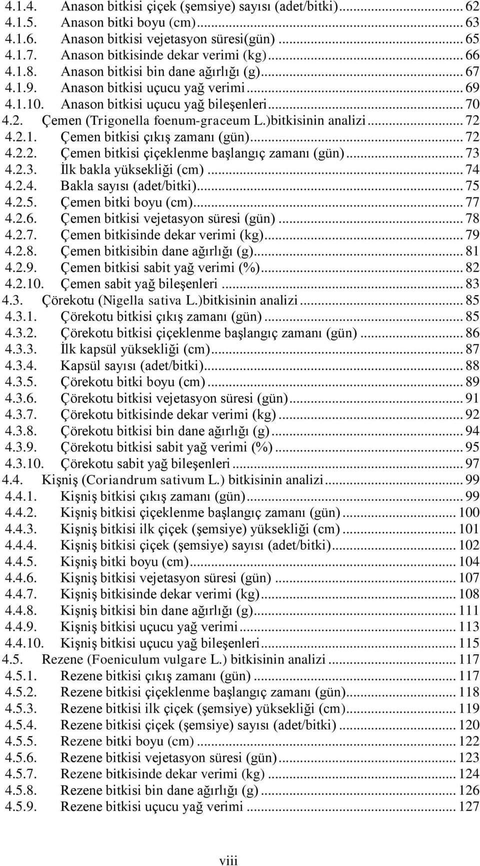 )bitkisinin analizi... 72 4.2.1. Çemen bitkisi çıkış zamanı (gün)... 72 4.2.2. Çemen bitkisi çiçeklenme başlangıç zamanı (gün)... 73 4.2.3. İlk bakla yüksekliği (cm)... 74 4.2.4. Bakla sayısı (adet/bitki).