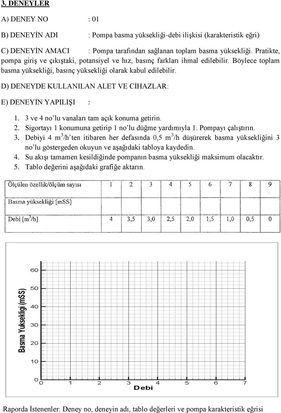 3 ve 4 no lu vanaları tam açık konuma getirin. 2. Sigortayı 1 konumuna getirip 1 no lu düğme yardımıyla 1. Pompayı çalıştırın. 3.