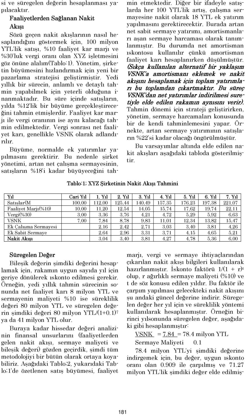 önüne alalım(tablo:1). Yönetim, şirketin büyümesini hızlandırmak için yeni bir pazarlama stratejisi geliştirmiştir.