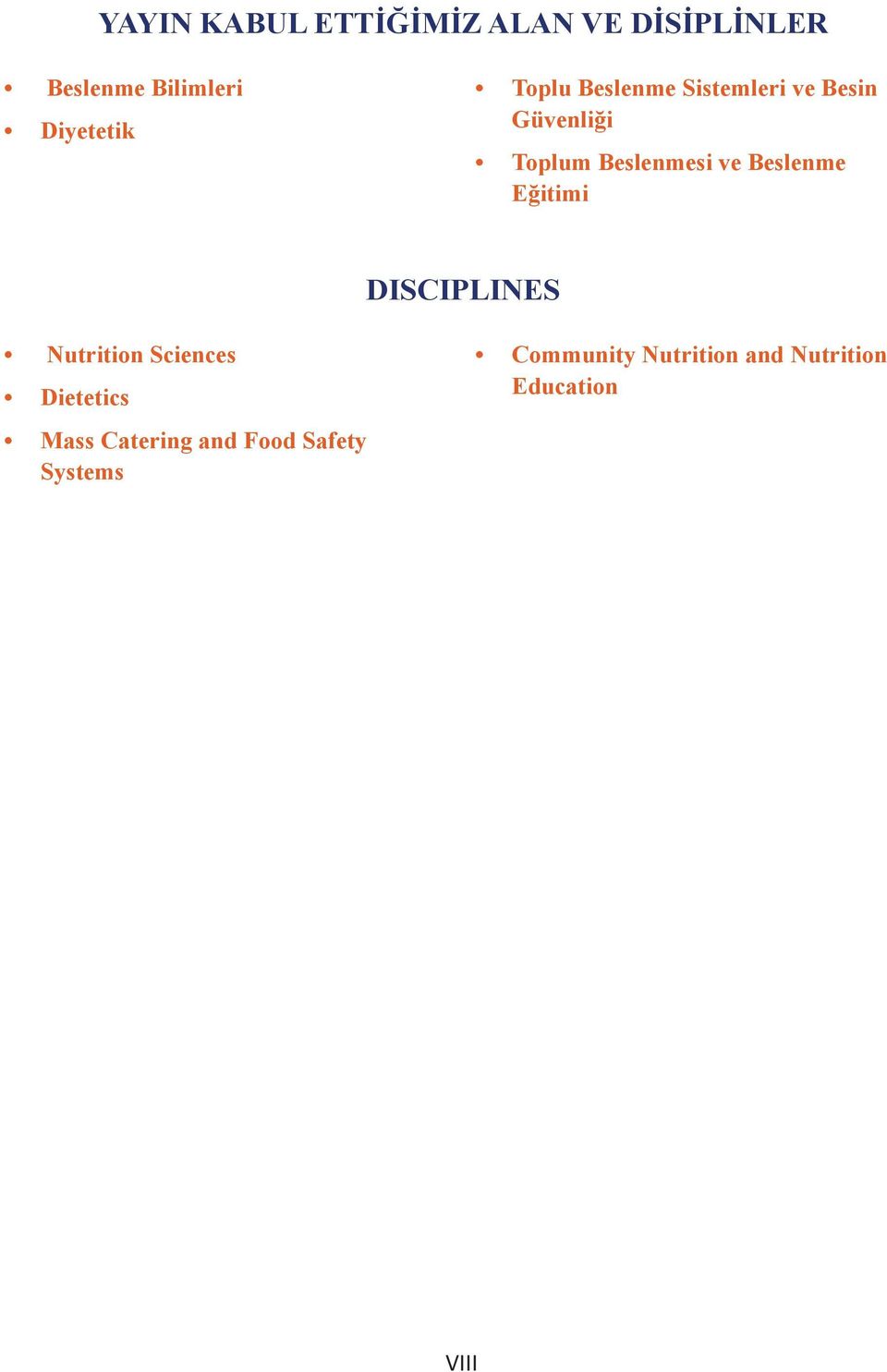 Beslenme Eğitimi DISCIPLINES Nutrition Sciences Dietetics Mass