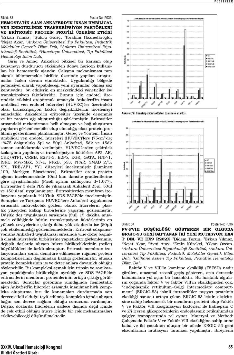 Ankara Üniversitesi Tıp Fakültesi, Pediatrik Moleküler Genetik Bilim Dalı, 2 Ankara Üniversitesi Biyoteknoloji Enstitüsü, 3 Hacettepe Üniversitesi, Tıp Fakültesi Hematoloji Bilim Dalı.