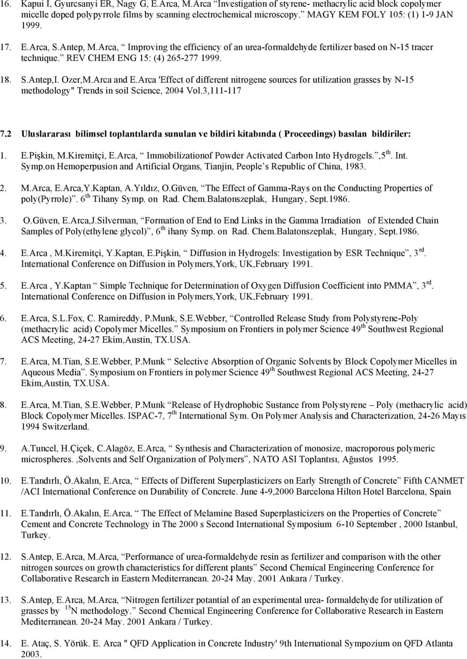 Ozer,M.Arca and E.Arca 'Effect of different nitrogene sources for utilization grasses by N-15 methodology" Trends in soil Science, 2004 Vol.3,111-117 7.