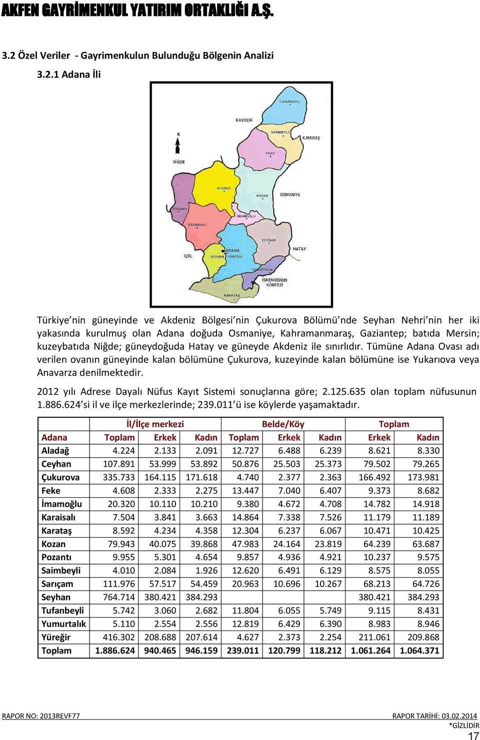 Tümüne Adana Ovası adı verilen ovanın güneyinde kalan bölümüne Çukurova, kuzeyinde kalan bölümüne ise Yukarıova veya Anavarza denilmektedir.