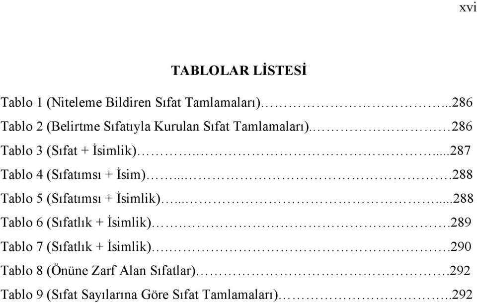 ...287 Tablo 4 (Sıfatımsı + İsim)....288 Tablo 5 (Sıfatımsı + İsimlik).