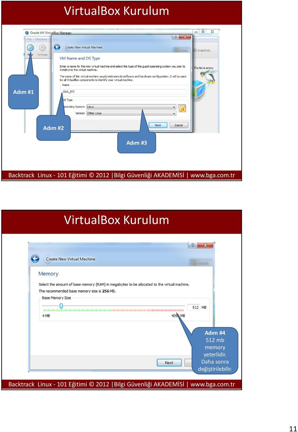 Adım #4 512 mb memory