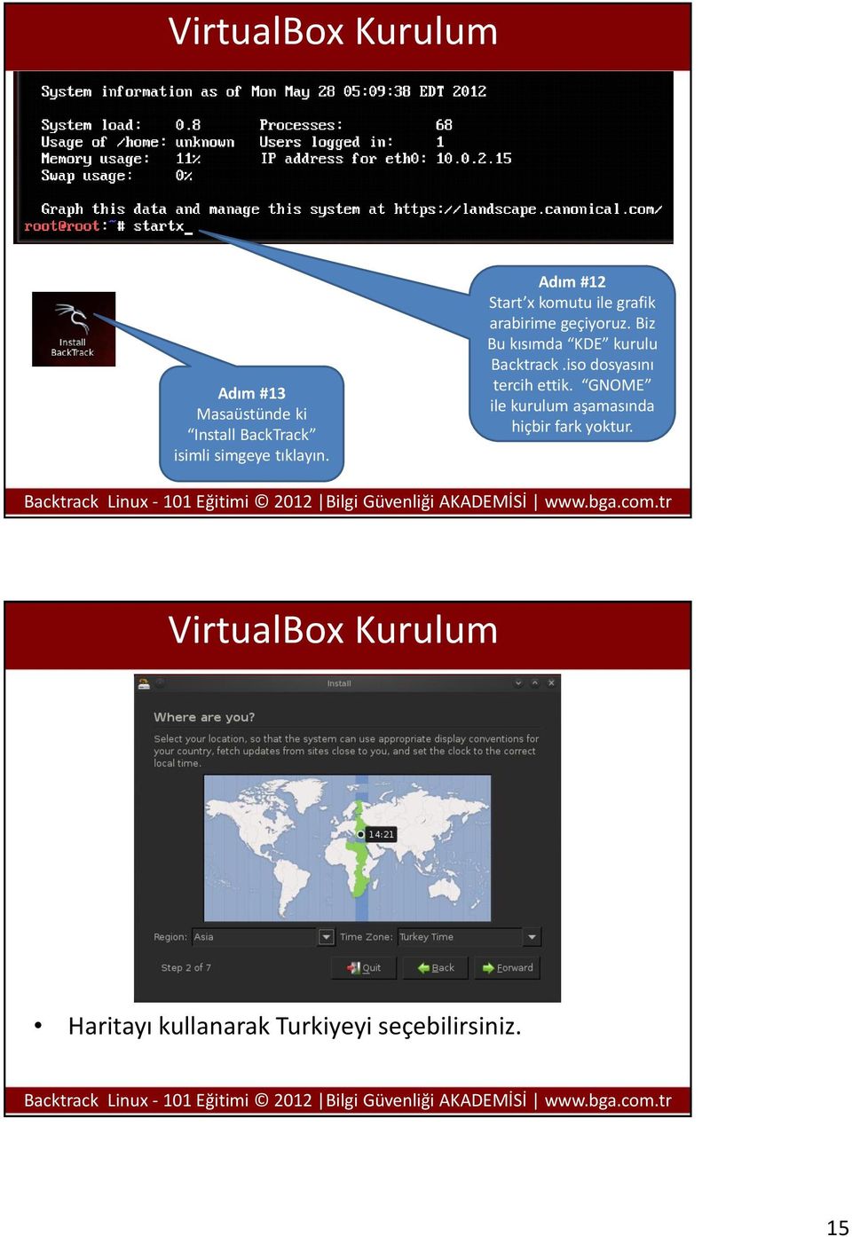 Biz Bu kısımda KDE kurulu Backtrack.iso dosyasını tercih ettik.