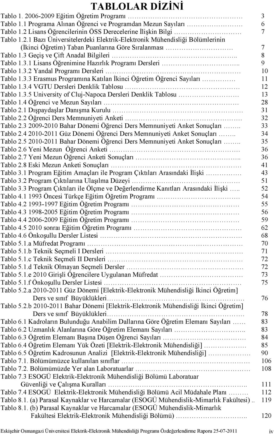 . 9 Tablo 1.3.2 Yandal Programı Dersleri 10 Tablo 1.3.3 Erasmus Programına Katılan İkinci Öğretim Öğrenci Sayıları 11 Tablo 1.3.4 VGTU Dersleri Denklik Tablosu 12 Tablo 1.3.5 University of Cluj-Napoca Dersleri Denklik Tablosu 13 Tablo 1.