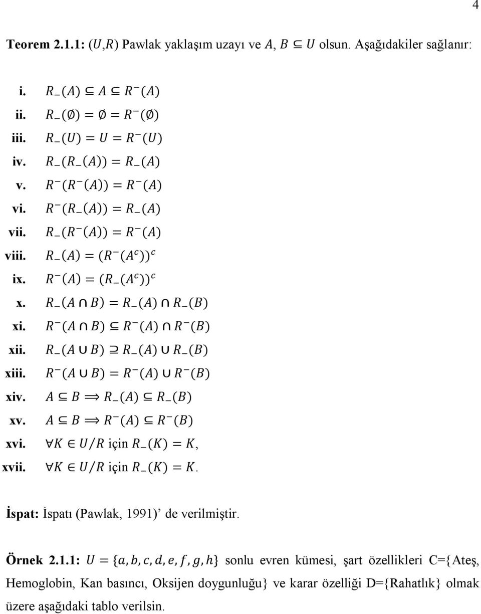 R (A B) R (A) R (B) R (A B) R (A) R (B) R (A B) = R (A) R (B) A B R (A) R (B) A B R (A) R (B) K U R için R (K) = K, K U R için R (K) = K.