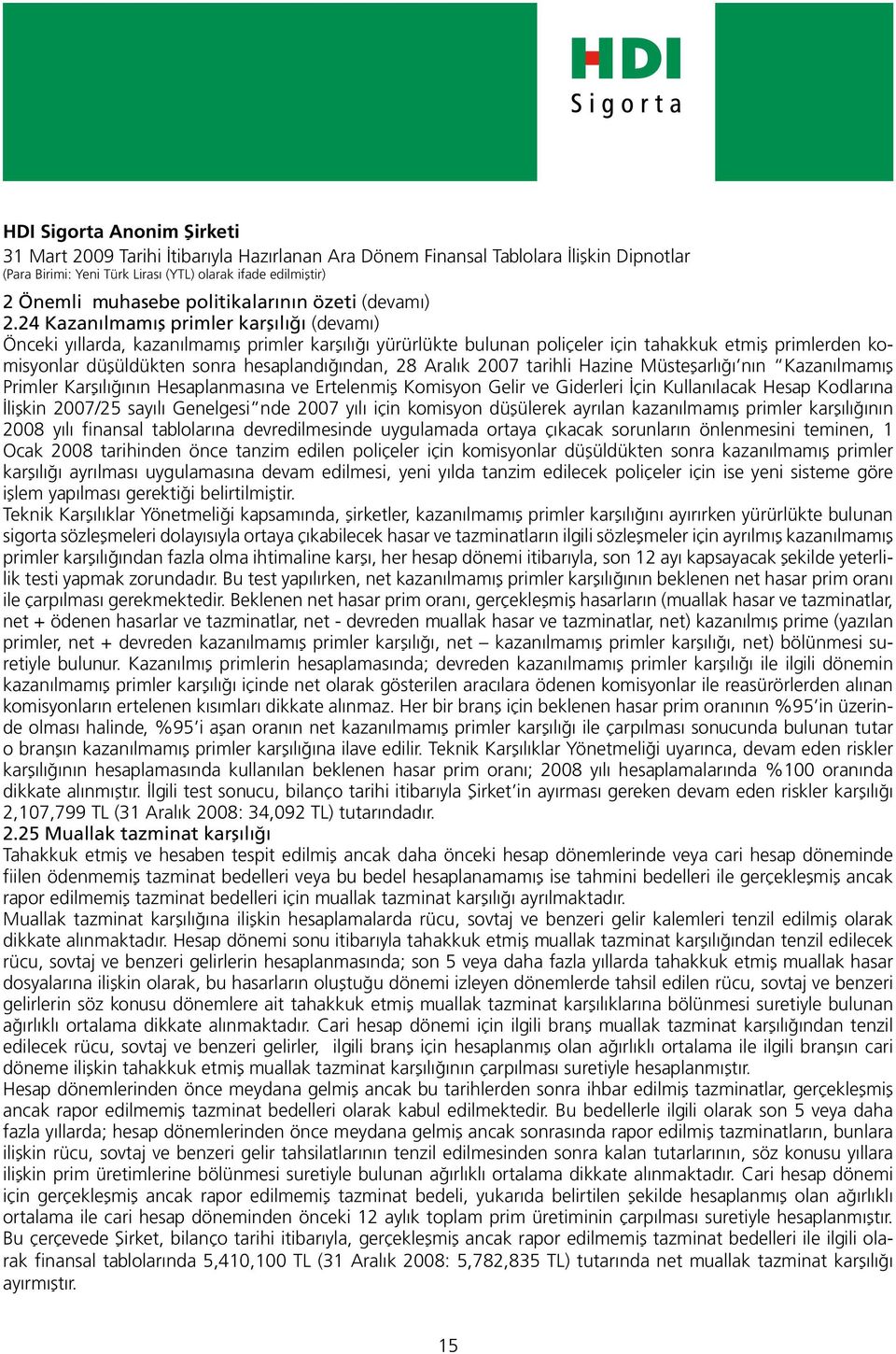 28 Aralık 2007 tarihli Hazine Müsteşarlığı nın Kazanılmamış Primler Karşılığının Hesaplanmasına ve Ertelenmiş Komisyon Gelir ve Giderleri İçin Kullanılacak Hesap Kodlarına İlişkin 2007/25 sayılı